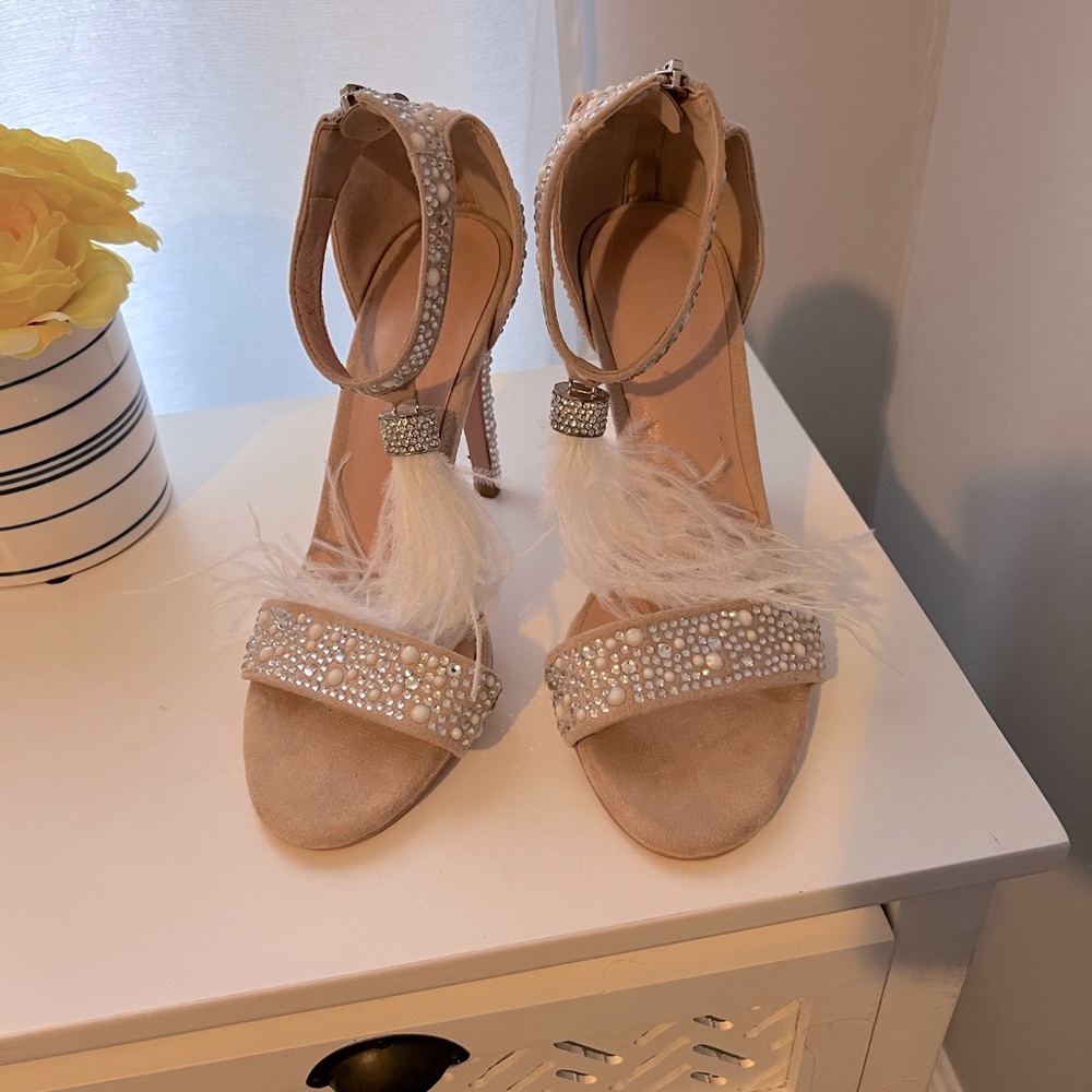 Feathered Rhinestone Heels